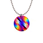 Abstract Blue Background Colorful Pattern 1  Button Necklace Front