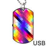 Abstract Blue Background Colorful Pattern Dog Tag USB Flash (One Side) Front