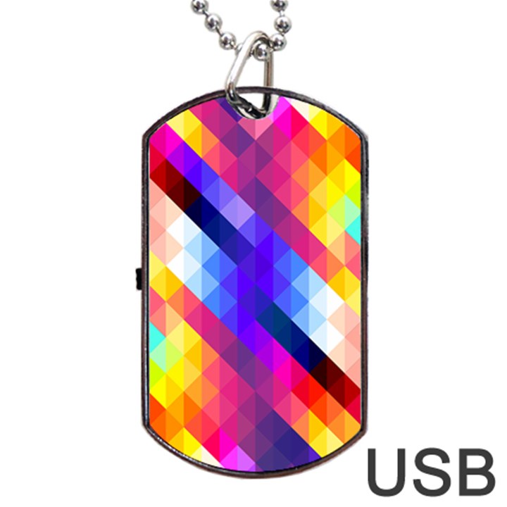 Abstract Blue Background Colorful Pattern Dog Tag USB Flash (One Side)