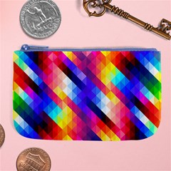 Abstract Blue Background Colorful Pattern Large Coin Purse