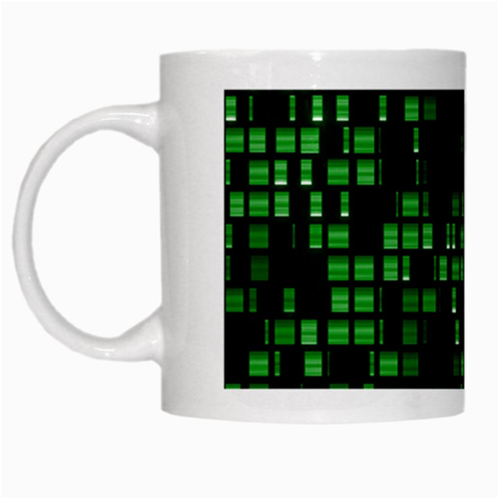 Abstract Plaid Green White Mugs