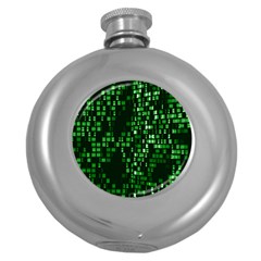 Abstract Plaid Green Round Hip Flask (5 Oz) by Bajindul