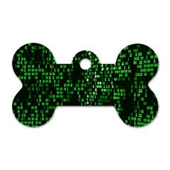 Abstract Plaid Green Dog Tag Bone (one Side) by Bajindul