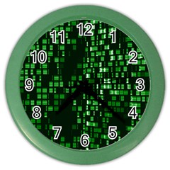 Abstract Plaid Green Color Wall Clock by Bajindul