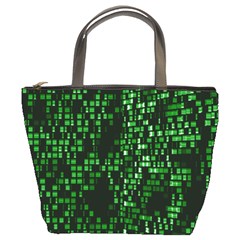 Abstract Plaid Green Bucket Bag by Bajindul