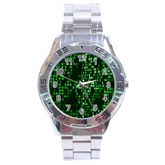 Abstract Plaid Green Stainless Steel Analogue Watch by Bajindul