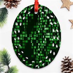 Abstract Plaid Green Ornament (oval Filigree)