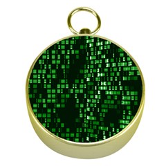 Abstract Plaid Green Gold Compasses by Bajindul