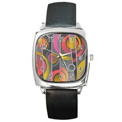 Abstract Colorful Background Grey Square Metal Watch by Bajindul