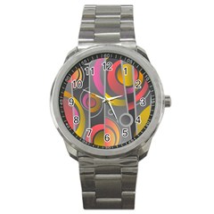 Abstract Colorful Background Grey Sport Metal Watch by Bajindul