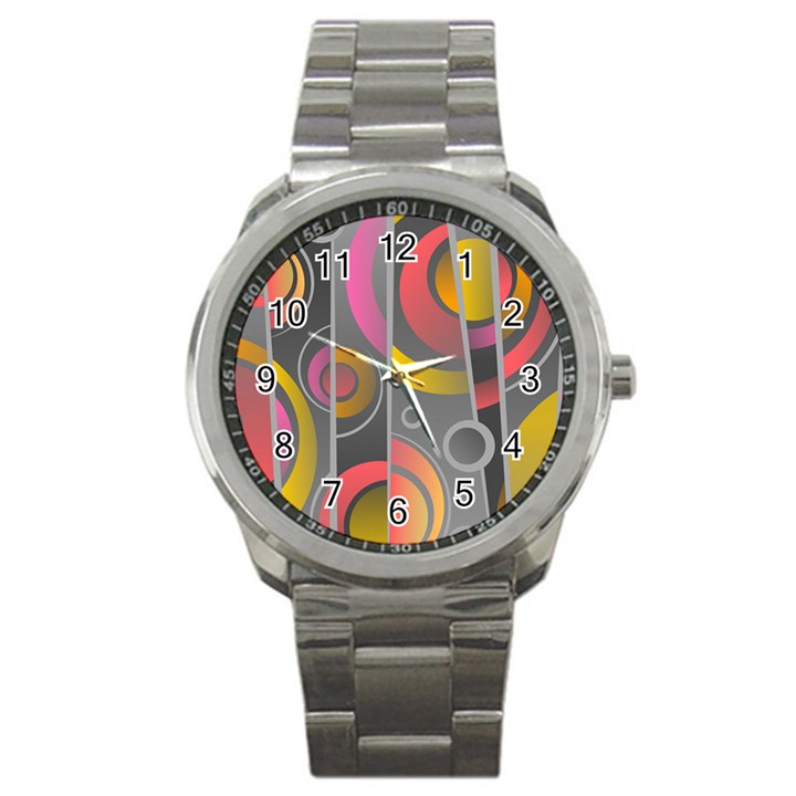 Abstract Colorful Background Grey Sport Metal Watch