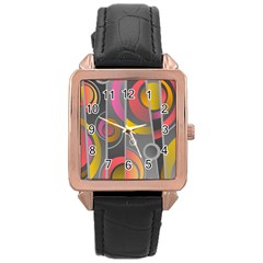 Abstract Colorful Background Grey Rose Gold Leather Watch  by Bajindul