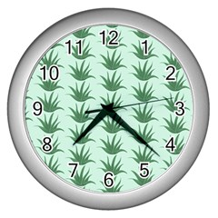 Aloe Plants Pattern Scrapbook Wall Clock (silver) by Bajindul