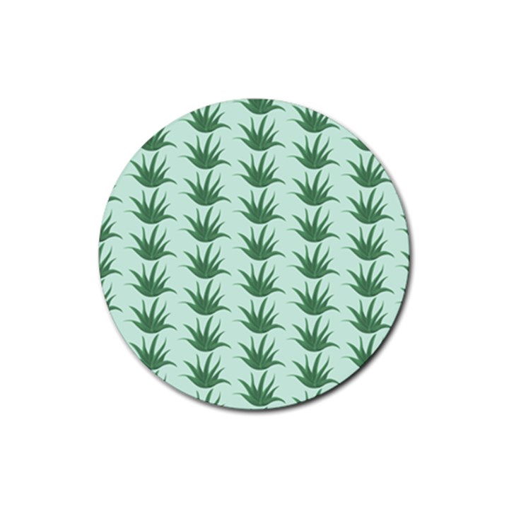 Aloe Plants Pattern Scrapbook Rubber Round Coaster (4 pack) 