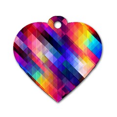 Abstract Background Colorful Pattern Dog Tag Heart (two Sides) by Bajindul