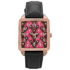 Background Abstract Pattern Rose Gold Leather Watch 