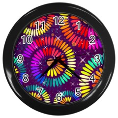 Abstract Background Spiral Colorful Wall Clock (black) by Bajindul