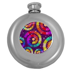 Abstract Background Spiral Colorful Round Hip Flask (5 Oz) by Bajindul