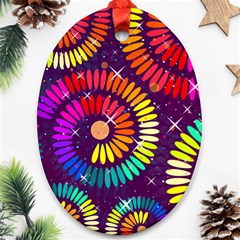 Abstract Background Spiral Colorful Oval Ornament (two Sides) by Bajindul