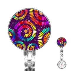 Abstract Background Spiral Colorful Stainless Steel Nurses Watch by Bajindul