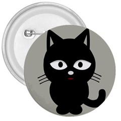 Cat Pet Cute Black Animal 3  Buttons by Bajindul