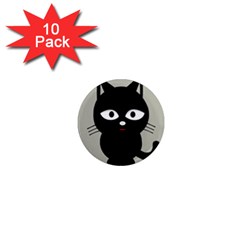 Cat Pet Cute Black Animal 1  Mini Magnet (10 Pack)  by Bajindul