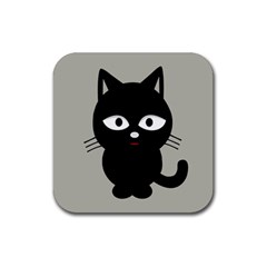 Cat Pet Cute Black Animal Rubber Coaster (square)  by Bajindul