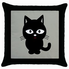 Cat Pet Cute Black Animal Throw Pillow Case (black) by Bajindul