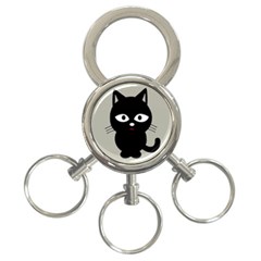 Cat Pet Cute Black Animal 3-ring Key Chain by Bajindul