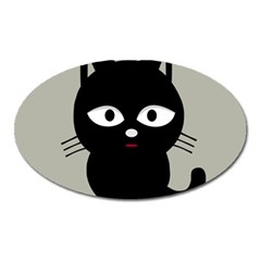 Cat Pet Cute Black Animal Oval Magnet by Bajindul