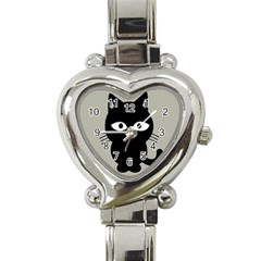 Cat Pet Cute Black Animal Heart Italian Charm Watch by Bajindul