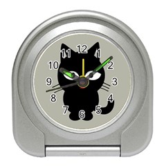 Cat Pet Cute Black Animal Travel Alarm Clock by Bajindul