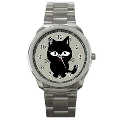 Cat Pet Cute Black Animal Sport Metal Watch