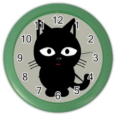 Cat Pet Cute Black Animal Color Wall Clock by Bajindul