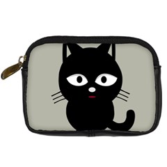 Cat Pet Cute Black Animal Digital Camera Leather Case by Bajindul