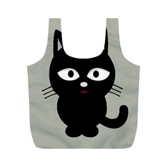 Cat Pet Cute Black Animal Full Print Recycle Bag (m) by Bajindul