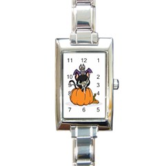 Halloween Cute Cat Rectangle Italian Charm Watch by Bajindul