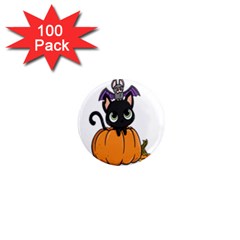 Halloween Cute Cat 1  Mini Magnets (100 Pack)  by Bajindul