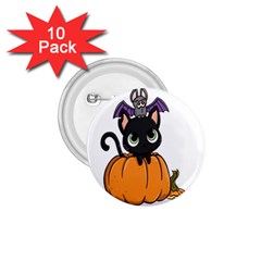 Halloween Cute Cat 1 75  Buttons (10 Pack)