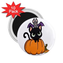 Halloween Cute Cat 2 25  Magnets (10 Pack)  by Bajindul