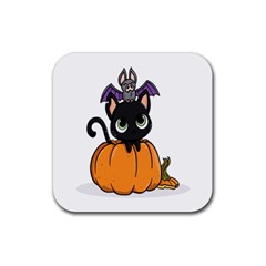 Halloween Cute Cat Rubber Coaster (square)  by Bajindul