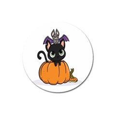 Halloween Cute Cat Magnet 3  (round) by Bajindul