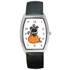 Halloween Cute Cat Barrel Style Metal Watch by Bajindul