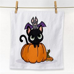 Halloween Cute Cat Face Towel by Bajindul