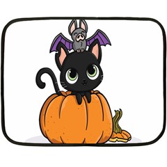 Halloween Cute Cat Fleece Blanket (mini) by Bajindul