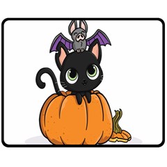 Halloween Cute Cat Fleece Blanket (medium)  by Bajindul