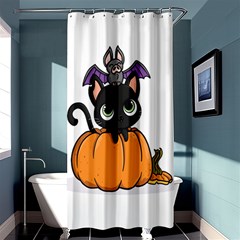 Halloween Cute Cat Shower Curtain 36  X 72  (stall)  by Bajindul