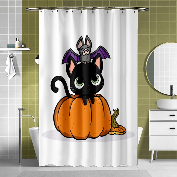 Halloween Cute Cat Shower Curtain 48  x 72  (Small) 