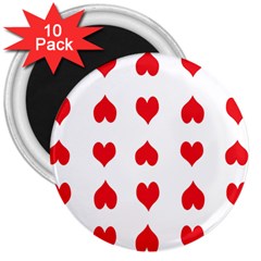 Heart Red Love Valentines Day 3  Magnets (10 Pack)  by Bajindul