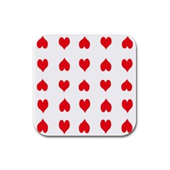 Heart Red Love Valentines Day Rubber Square Coaster (4 Pack)  by Bajindul